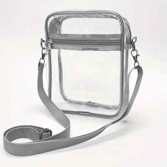 Men's Clear Crossbody Size MD Handbag for Stadium Events - NWT - Gray - Picture 3 of 7